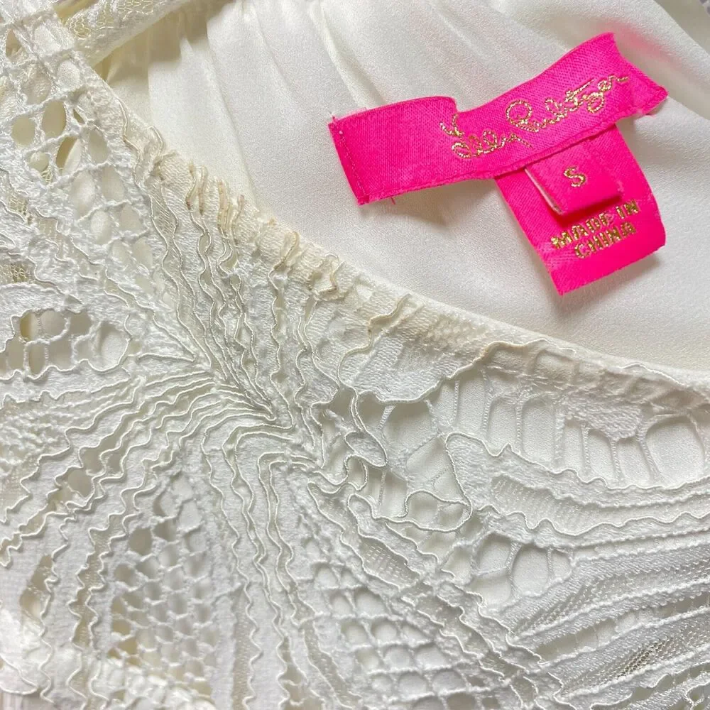 LILLY PULITZER Womens Size Small Keegan Top Style 003168 Coconut White Lace - Picture 5 of 7